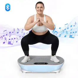 MERACH - V33 Vibration Plate for Lymphatic Drainage Weight Loss Muscle Activation, LED Touch Screen Bluetooth Pull Cord - Blue