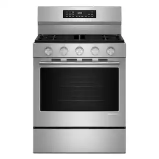 KitchenAid - 30 in. Wide 5 burners 5.0 cu. ft. Smart Freestanding Gas Range with Convection Cooking Modes - PrintShield Stainless Finish