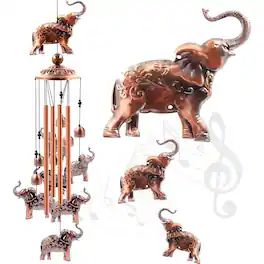 Fabibe - Wind Chimes Outdoor Clearance Birds Aluminum Tube Windchime with S Hook Patio Garden Decor Housewarming Gift. Unique - Elephants