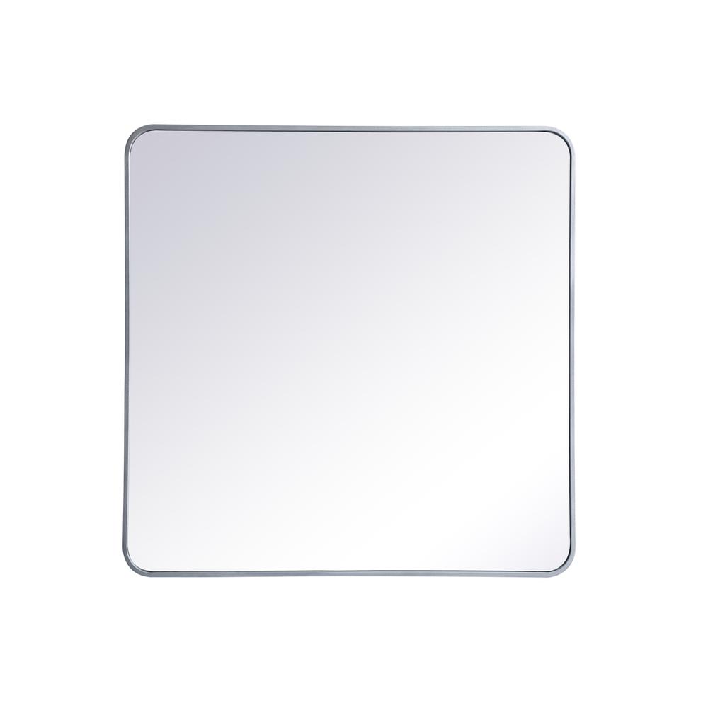 Alt View 3. Elegant Decor - Soft corner metal rectangular mirror 36x36 inch in Silver - Silver.