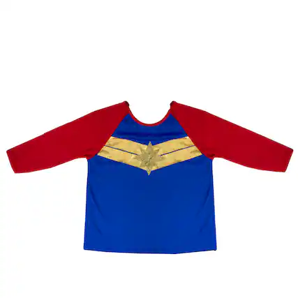 Front. Rubies - Girls Captain Marvel Child Halloween Costume Top Size Small 6+ - Blue.