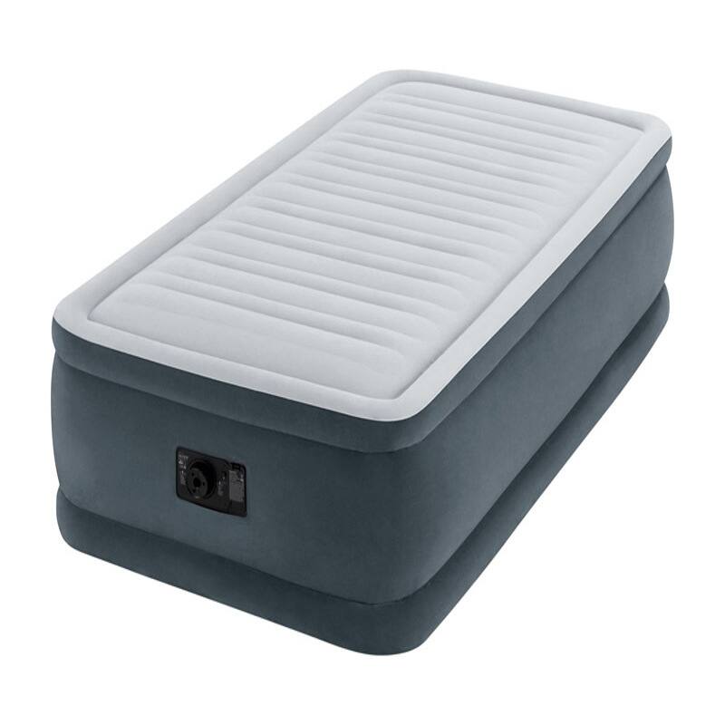 Angle. Intex - Intex 64411ED Dura Beam Comfort Plus Airbed Mattress w/ Built In Pump, Twin Size - Gray.