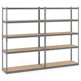 Gymax - 2PCS 5-Tier Garage Shelving Unit 2200 LBS Heavy Duty Metal Storage Shelves Gray - Gray