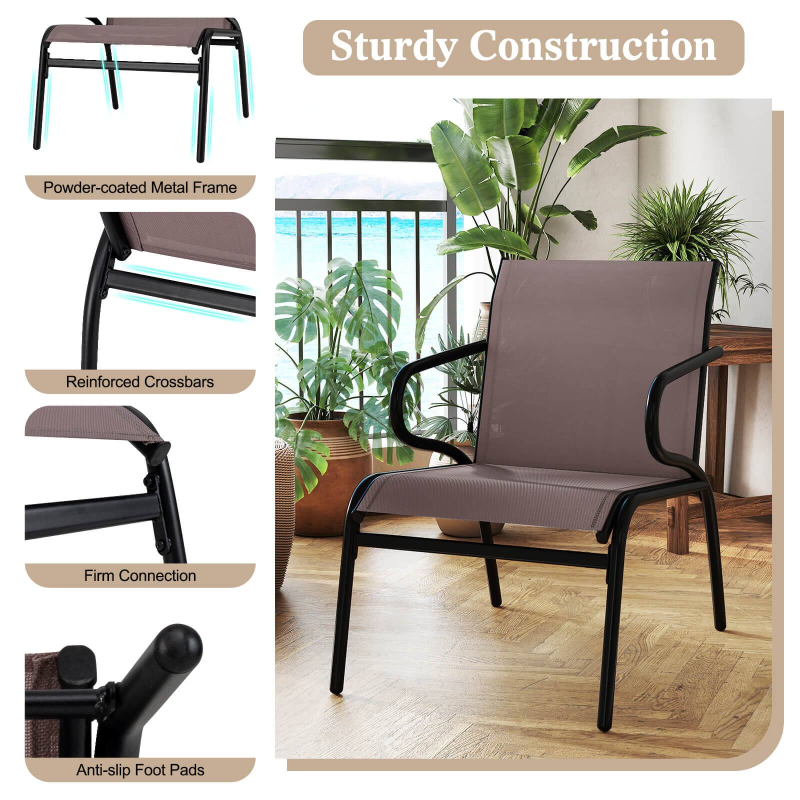 Sturdy Construction

- Powder-coated Metal Frame
- Reinforced Crossbars
- Firm Connection
- Anti-slip Foot Pads