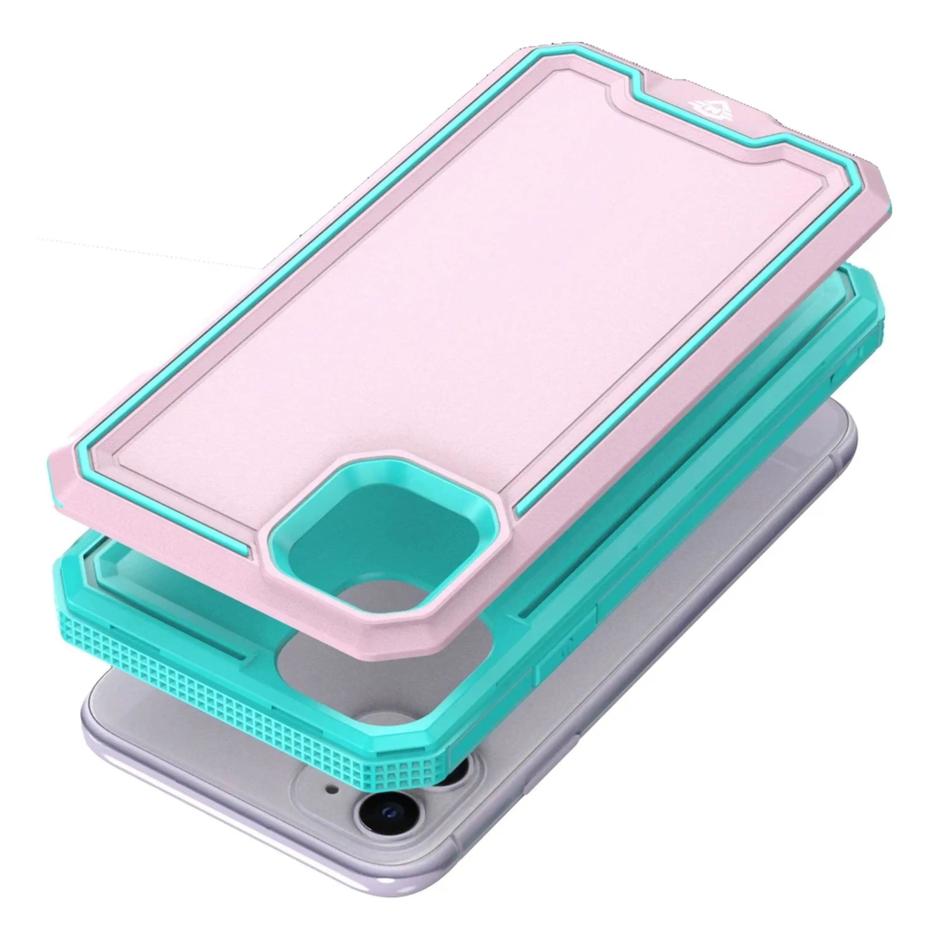 Left. Kitcheniva - Shockproof Dual Layer Protection Phone Case With 2 Pcs Tempered Glass For iPhone 15 Pro Max Light Pink - Light Pink.