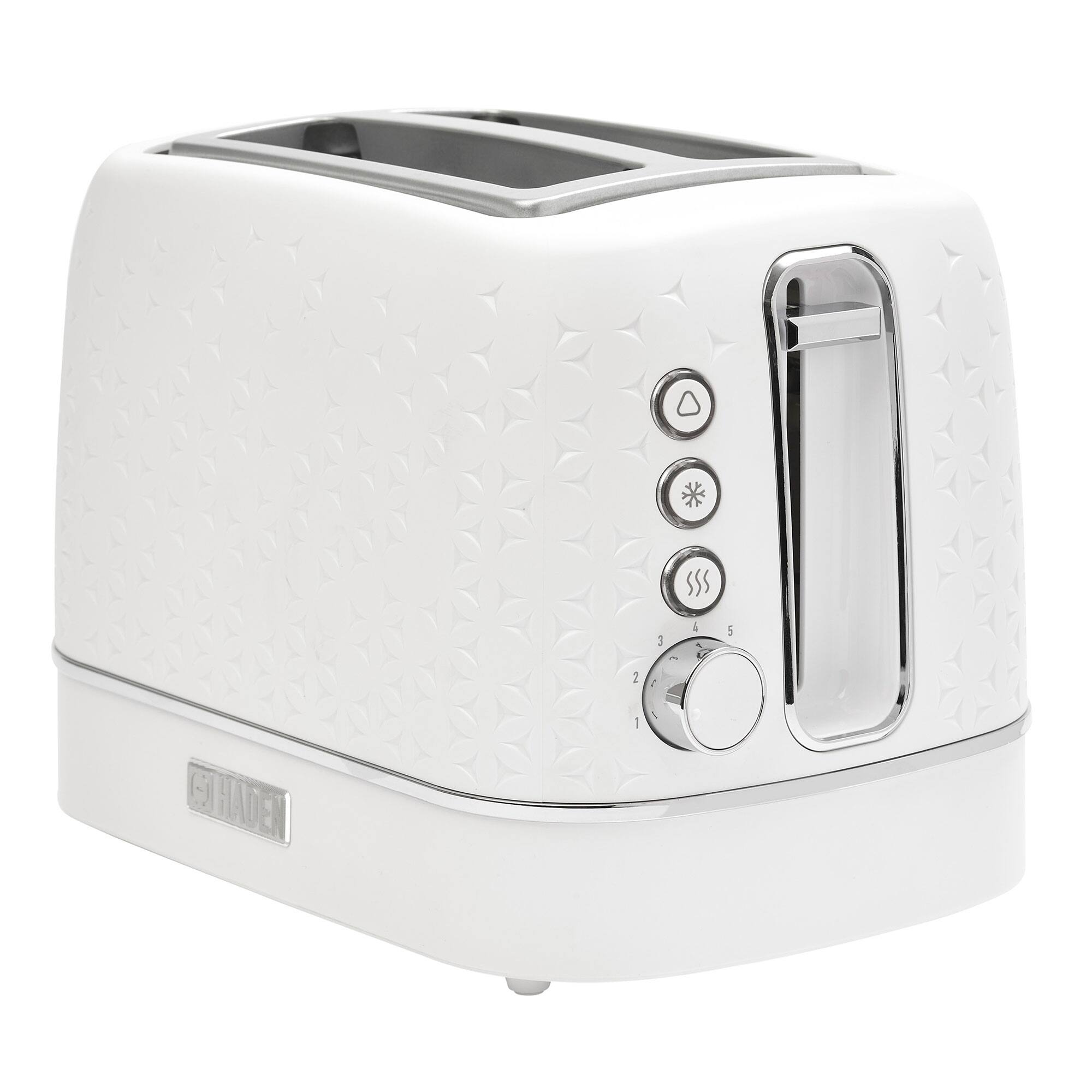 Front. Haden - Haden Starbeck 2 Slice Wide Slot Stainless Steel Toaster, White & Chrome - Bright White / Chrome.