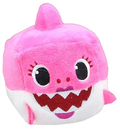 Front. WowWee - Pinkfong Shark Family 3 Inch Sound Cube Plush - Mommy Shark Pink - Pink.