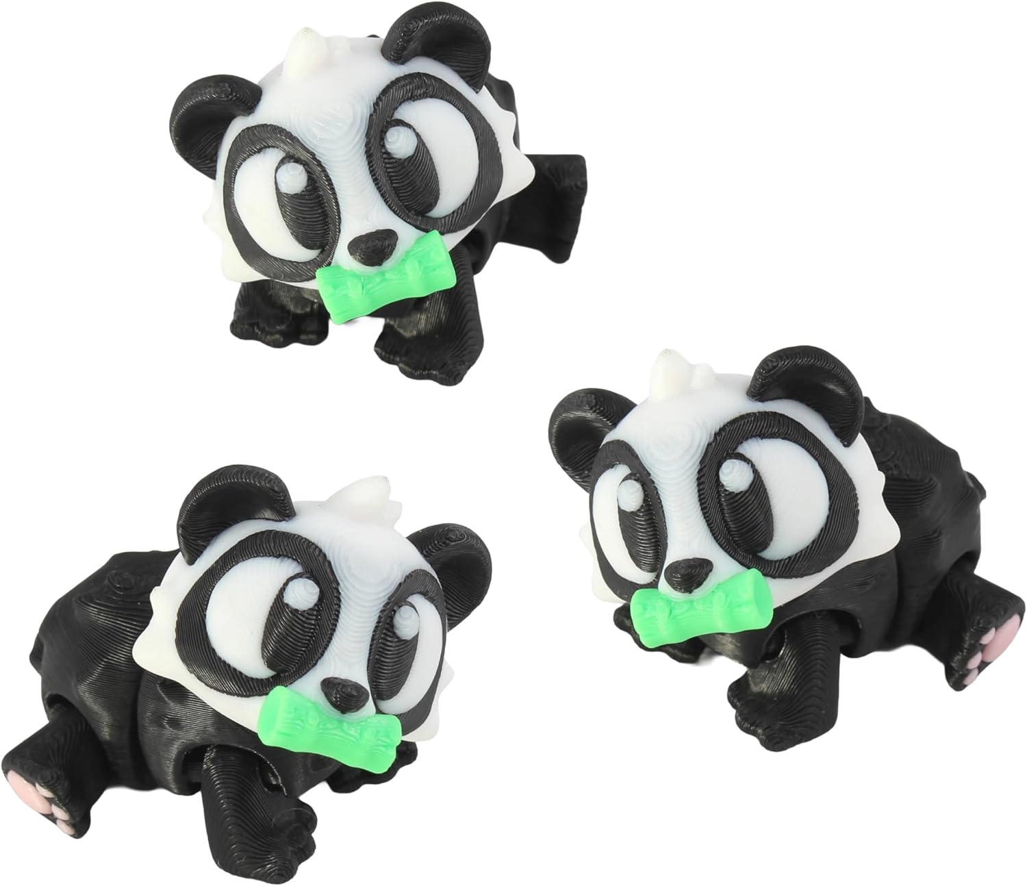 3D Printed Articulated Panda Fidget Toy 3 Pack, Flexible Cute Animal Desk Decor, Stress Relief Fidget by PowerTRC