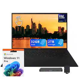 LG - gram 17" Touchscreen Laptop,Intel Ultra 7 258V,32GB LPDDR5X,1TB SSD+1TB Dock Set,Backlit Keyboard,Win 11 Pro - Black