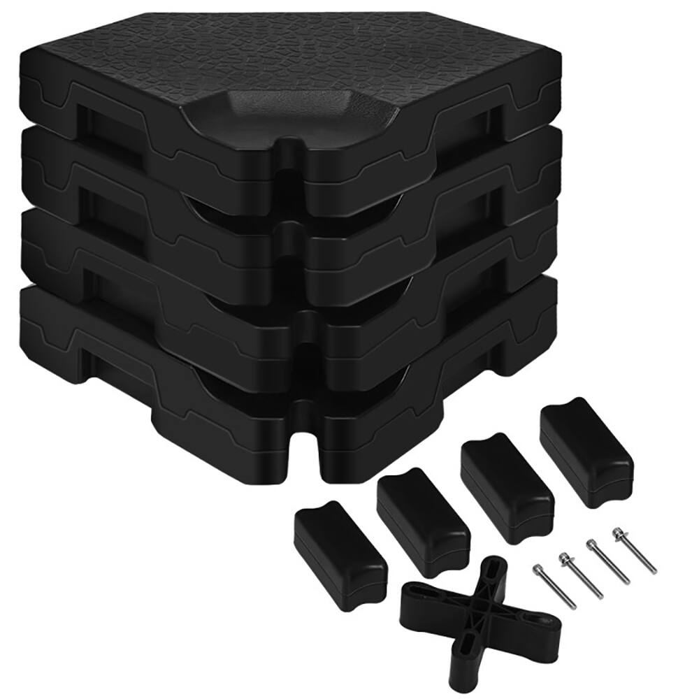 Back. Kadyn - Outdoor Umbrella Base 4 Pieces Patio Cantilever Offset Umbrella Weights Base Plate Set Black - Black.