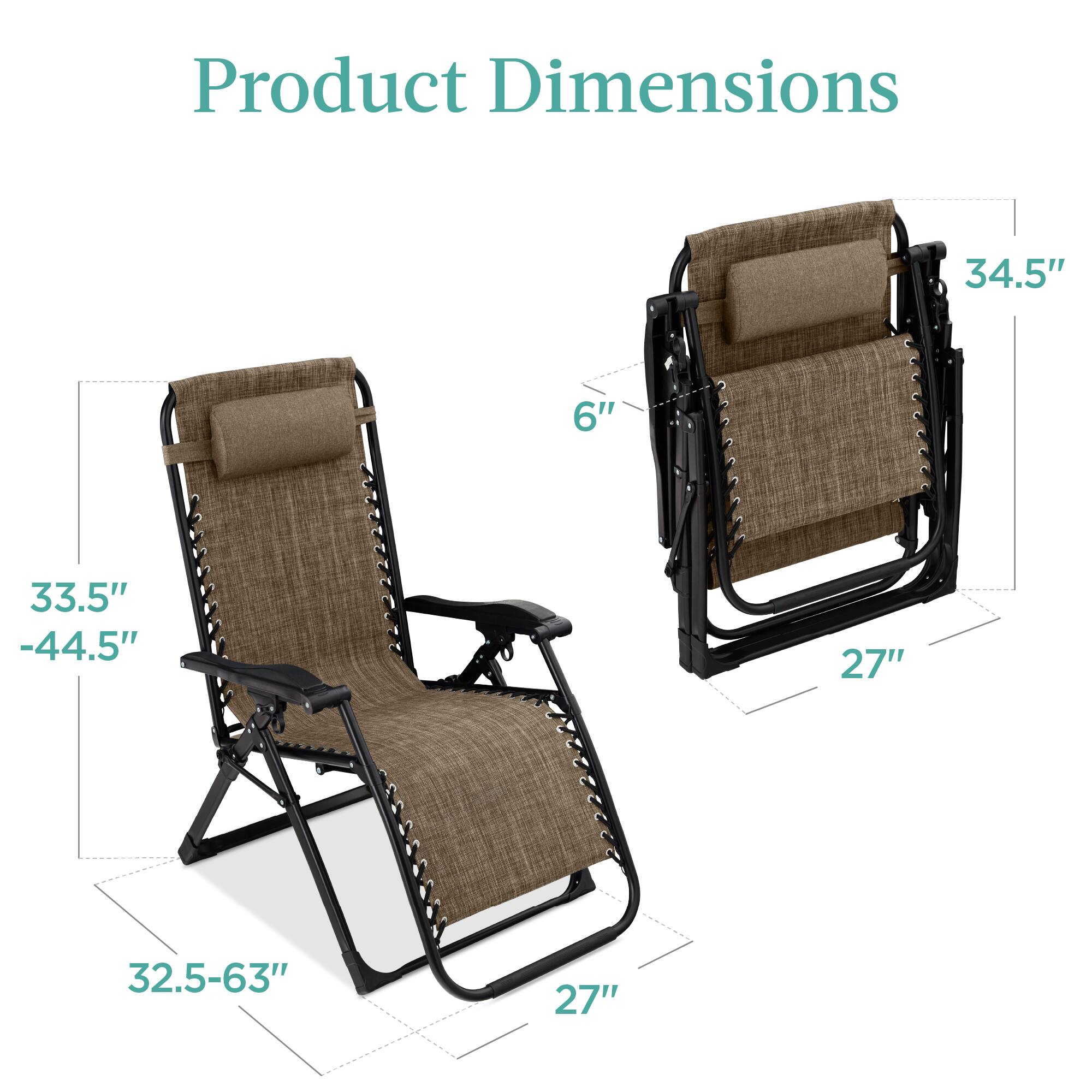 Product Dimensions

- Height: 34.5"
- Width: 33.5" - 44.5"
- Depth: 32.5" - 63"
- Armrest Height: 6"
- Seat Width: 27"
- Seat Depth: 27"