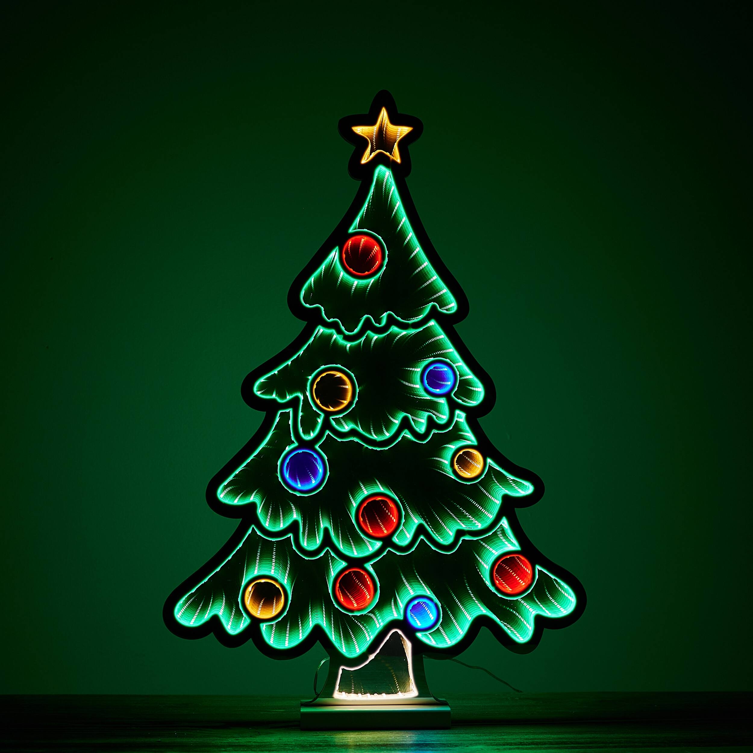 Angle. BreeBe - Christmas Tree Ekkolight 23.5"H - Green, Red, Yellow.