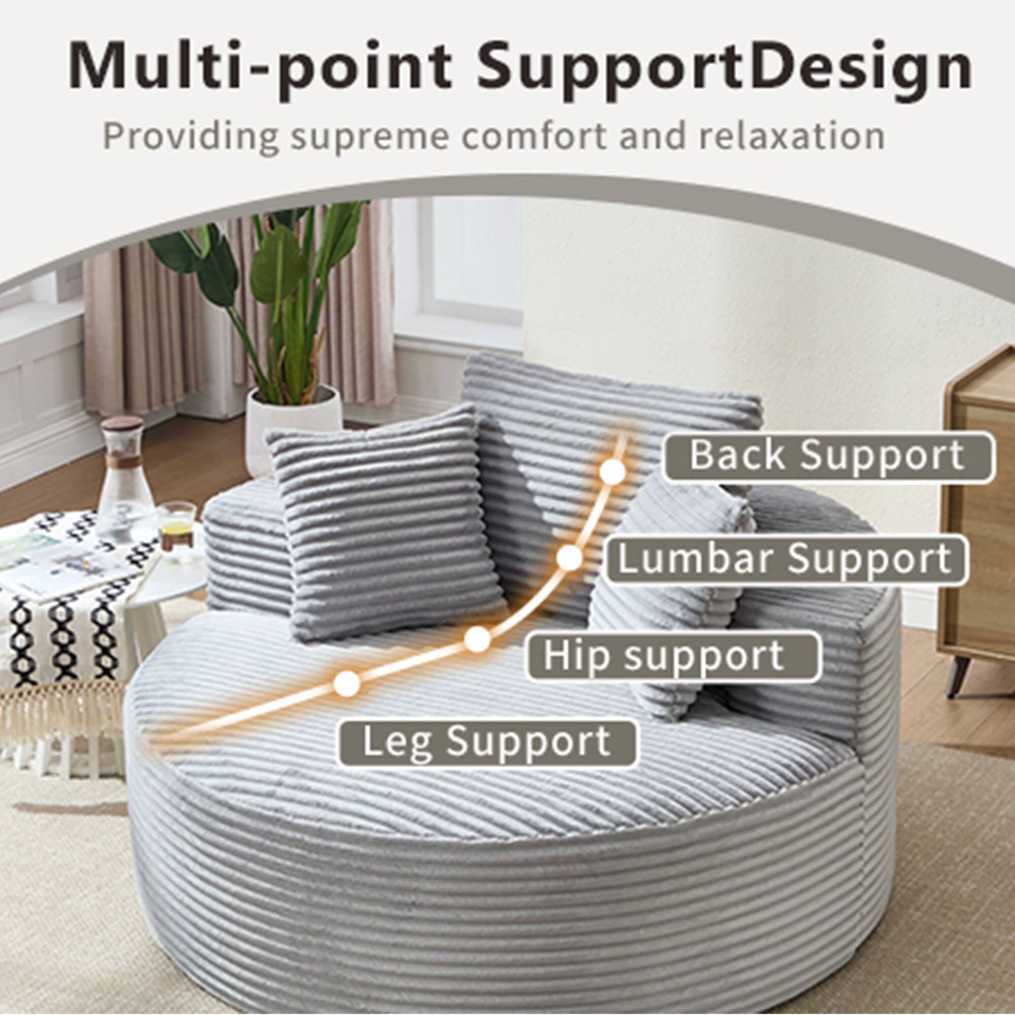 Multi-point Support Design  
Providing supreme comfort and relaxation  

- Back Support  
- Lumbar Support  
- Hip Support  
- Leg Support