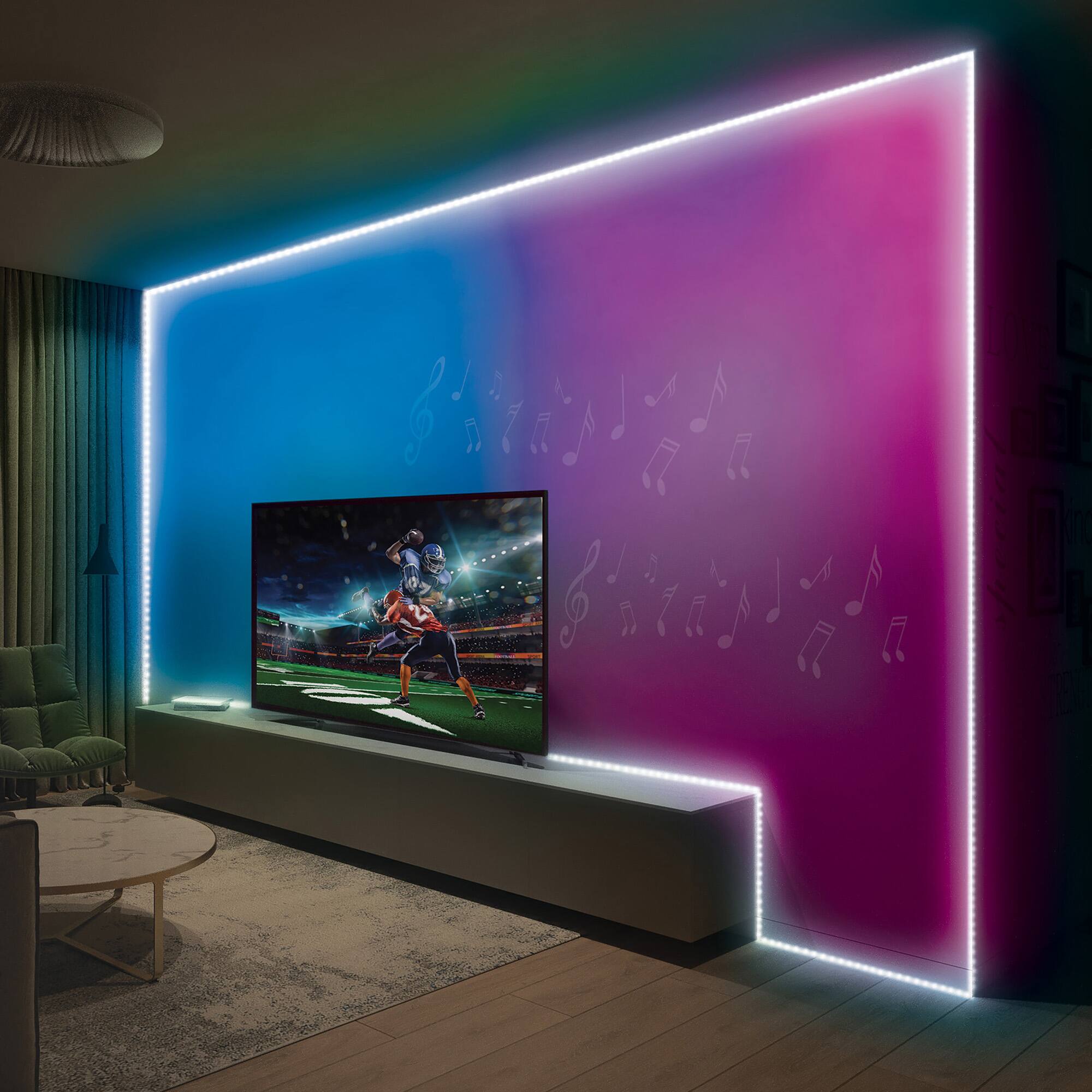 Alt View 1. Monster - 16.4ft Multi-Color Flow LED Light Strip with Music Sync and IR Remote Control - Multicolor.