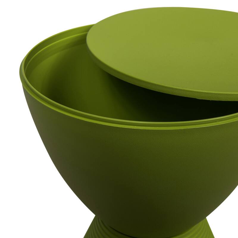 Alt View 5. LeisureMod - Boyd Modern Round Hourglass Accent Side Table, Drum Storage Table with Ribbed Base for Indoor/Outdoor - Green.