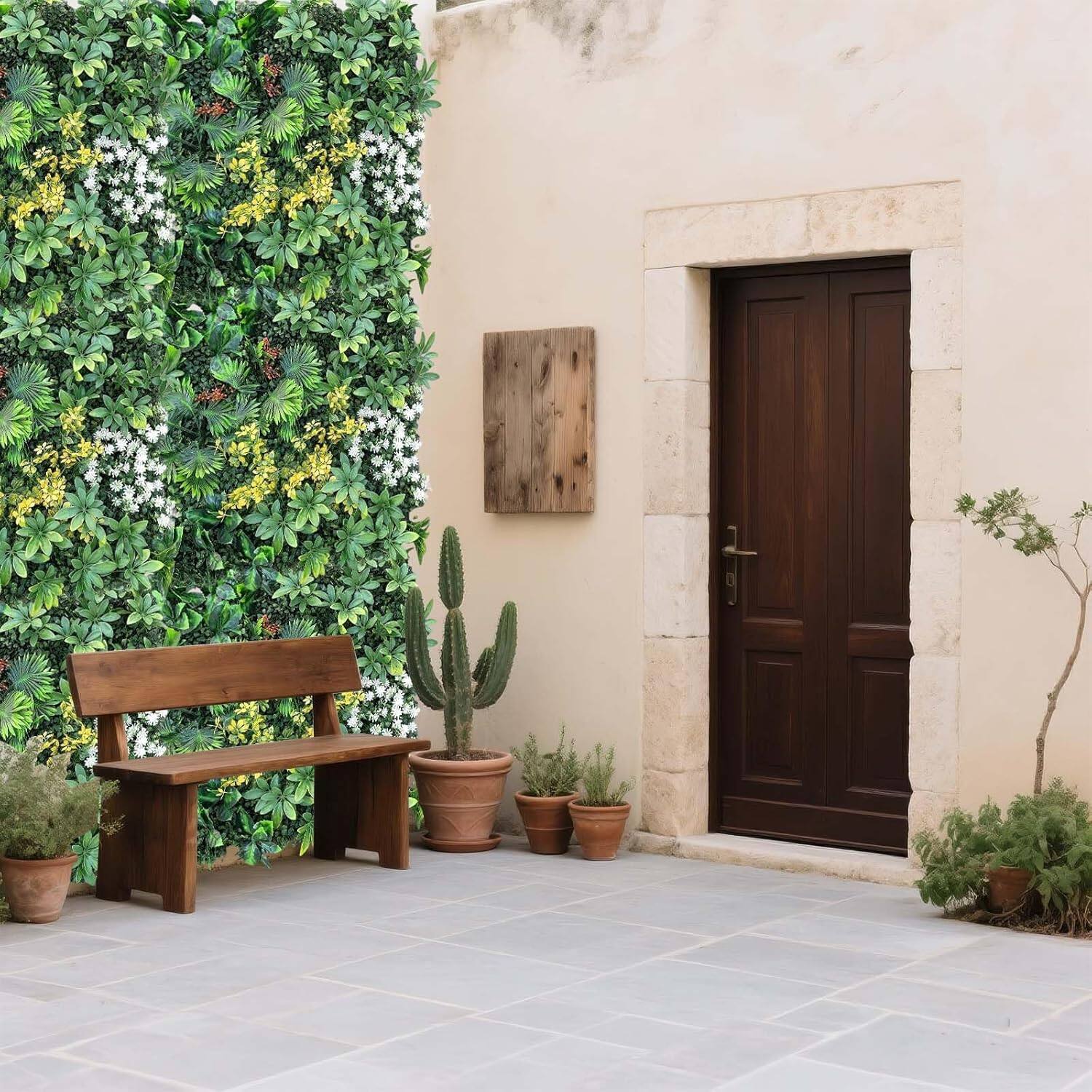 Alt View 1. Homhougo - Artificial Boxwood Wall Panels, 20''x20'' 16pcs Grass Wall Panels, Greenery Backdrop Privacy Screen with UV Protection - Green.