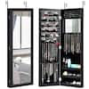 Front. Costway - Wall Door Mounted Mirrored Jewelry Cabinet Storage Organizer-Black - Black.