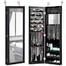 Costway - Wall Door Mounted Mirrored Jewelry Cabinet Storage Organizer - Black