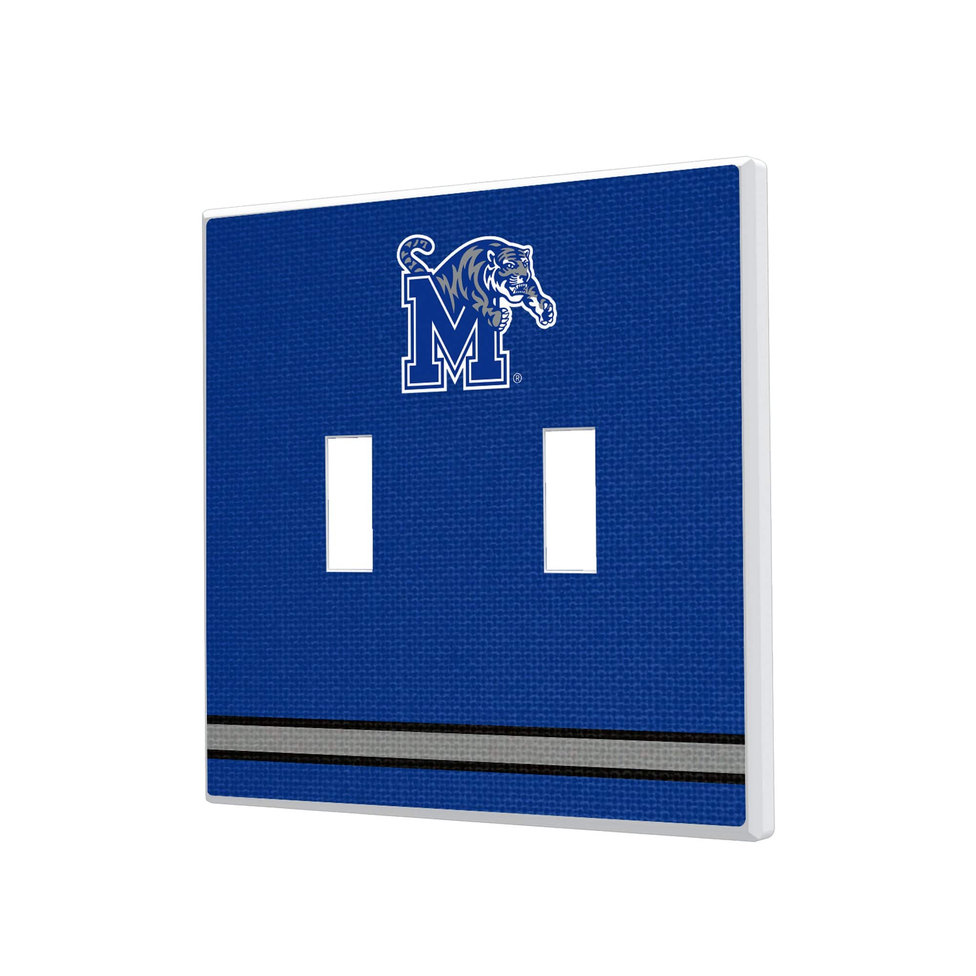 Keyscaper - Memphis Tigers Stripe Design Double Toggle Lightswitch Plate - Multicolor