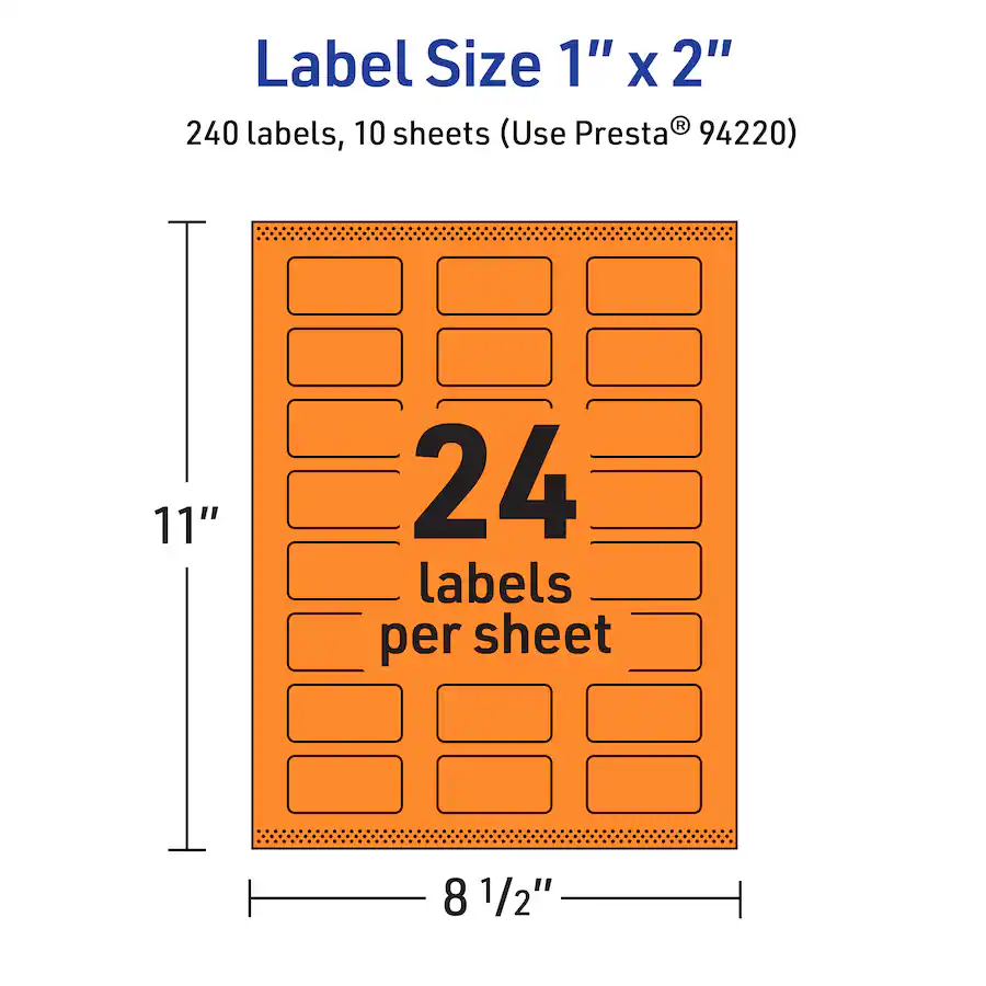 Colorful Size Labels Avery Printable Rectangle Labels, Bright 1