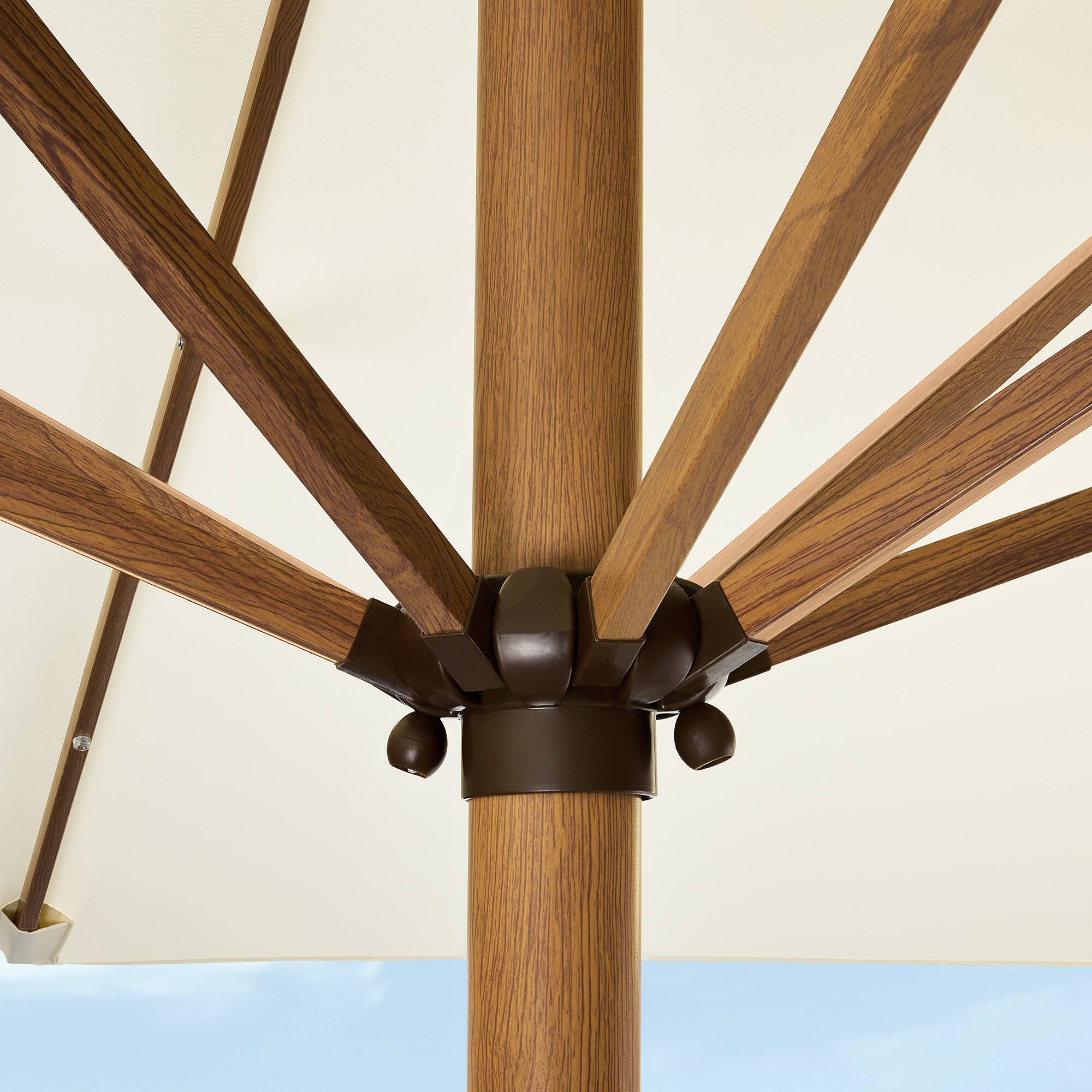 Alt View 1. Best Choice Products - Best Choice Products 9ft Deep Square Solar LED Lighted Patio Umbrella w/ Woodgrain Pattern, UV-Resistant - Ivory - Ivory.