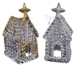 CC Christmas Decor - 144ct Glittered Christmas Church Ornaments 4.5" - Clear