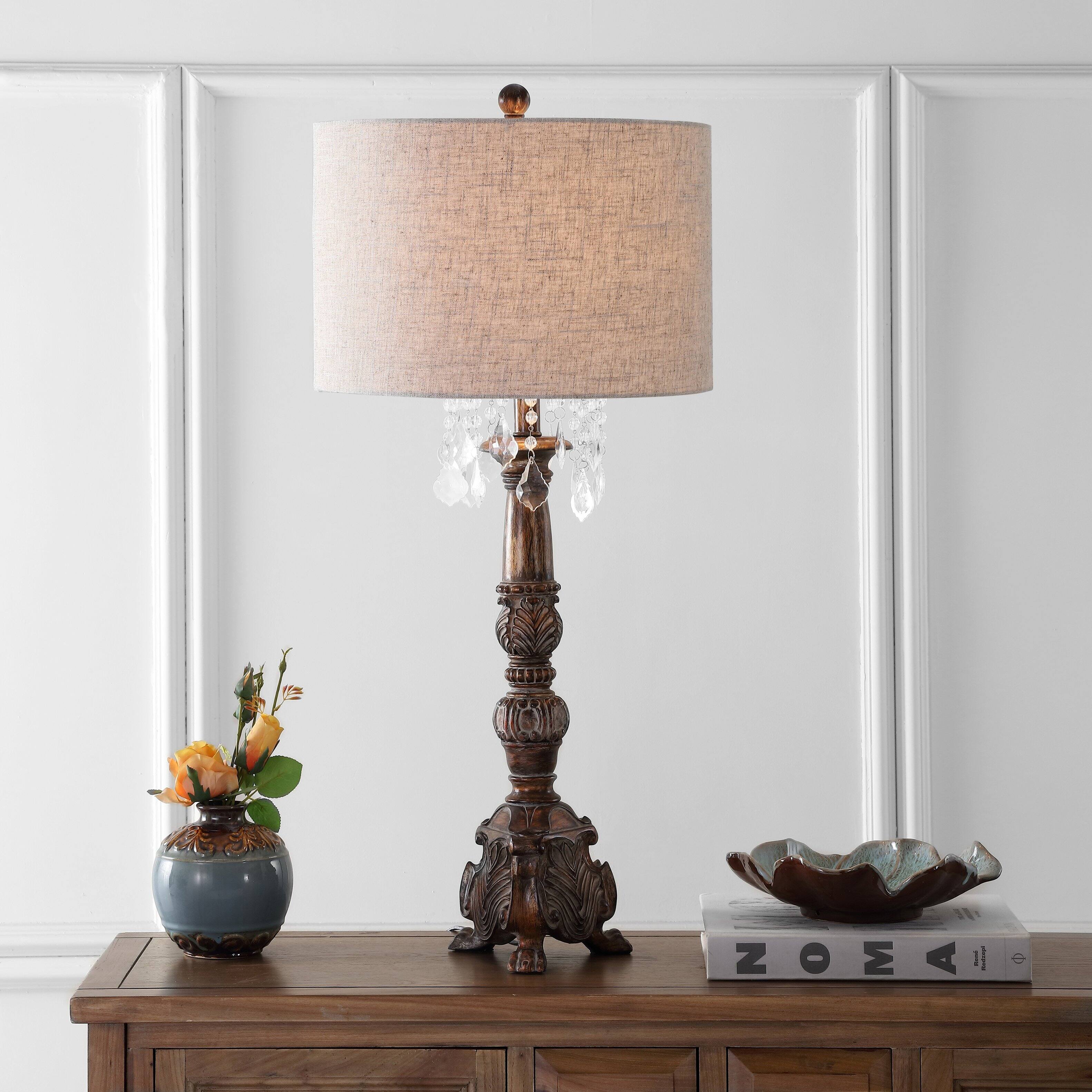 Alt View 1. Jonathan Y - Carlisle 33.5" Resin/Acrylic LED Table Lamp, Antique Brown - Antique Brown.