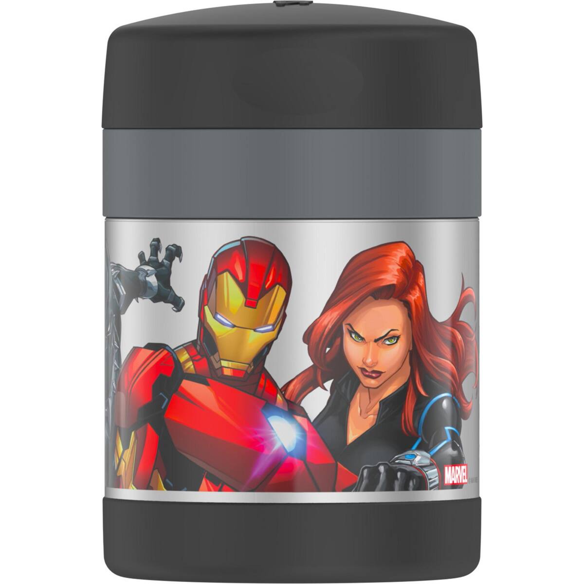 Alt View 2. Thermos - Thermos 10 oz. Kids Funtainer Stainless Steel Food Jar w/ Spoon - Marvel - Marvel Universe.