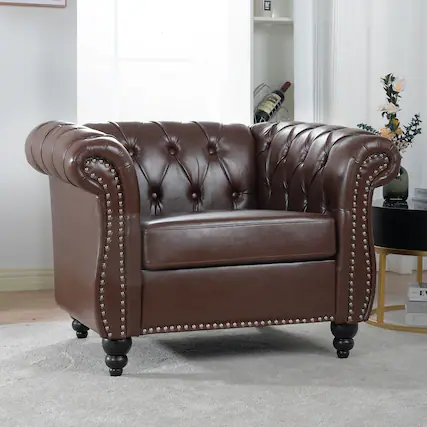 Front. Anysun - Modern Classic PU Leather Sofa Set - Luxurious Comfort & Stylish Durable Design - Dark Brown.