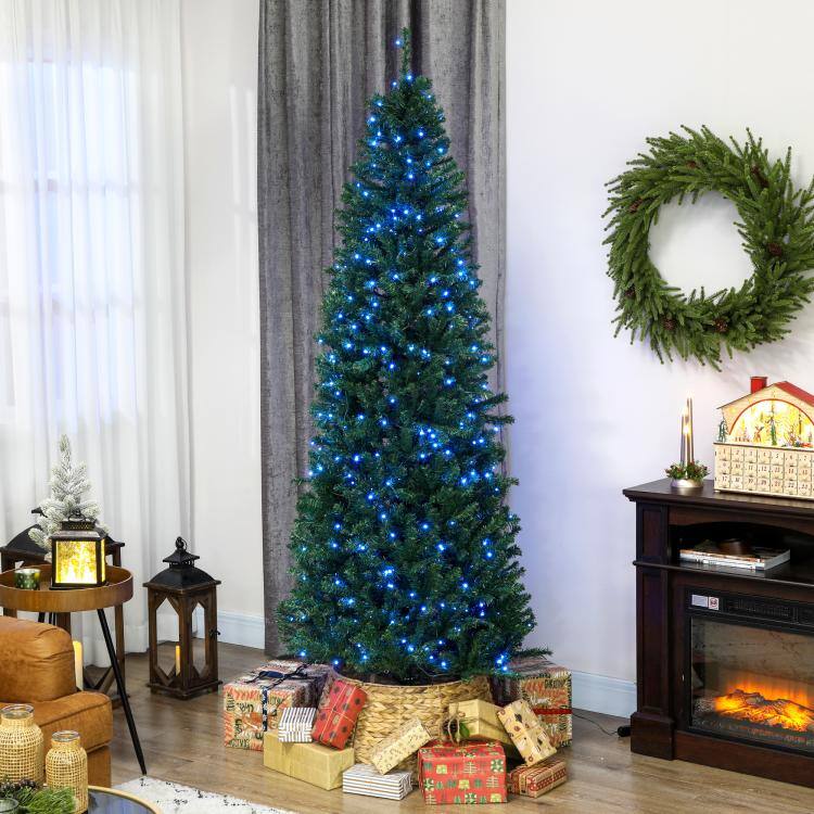 Alt View 2. PULUZ - 7ft Artificial Christmas Tree with Colorful DIY Synchronized Lights, Remote, Hinged Slim Fir with Daily Timer - Green.