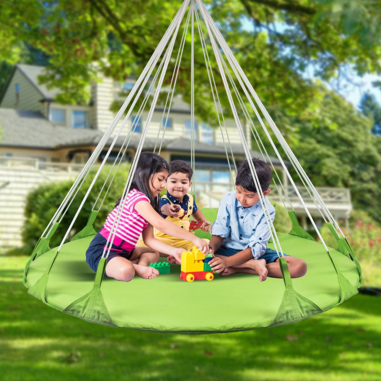Alt View 3. Sorbus - Sorbus 56" Stylish Hanging Swing Nest,  Premium Cotton Double Hammock Daybed Saucer Swing Lounger.