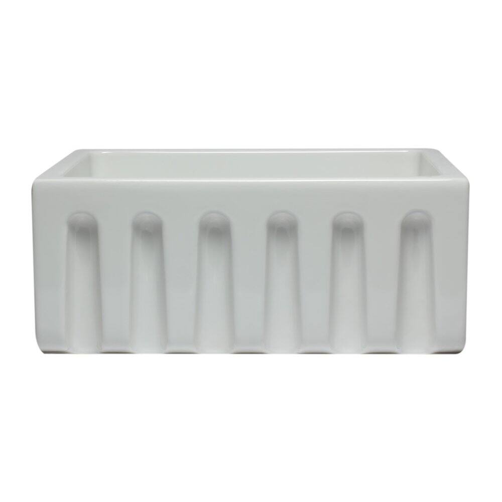 Alt View 1. Alfi - ALFI brand 24 inch White Reversible Smooth / Fluted Single Bowl Fireclay Farm Sink - White.