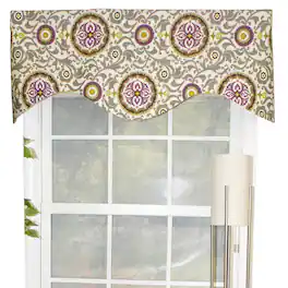 RLF Home - Celestial Cornice 100% Cotton with Fully Lined 3" Rod Pocket Valnance for Windows 50" x 17" - Sterling