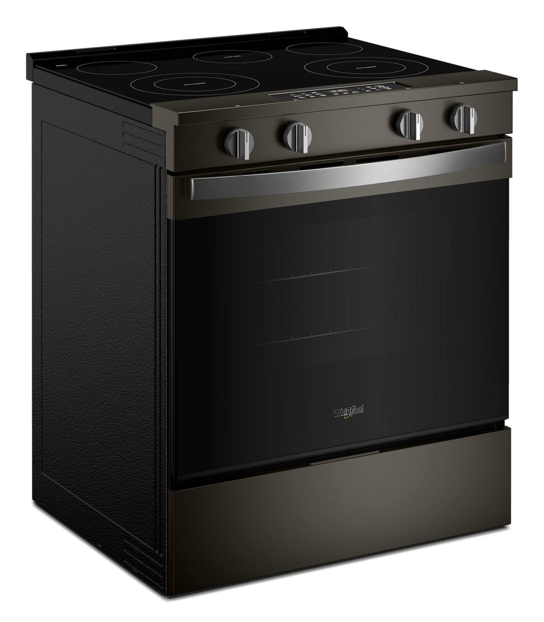 Angle. Whirlpool - 5.3 Cu. Ft. Slide-In Electric Range with No Preheat and Slow Cook Modes - Black-on-Stainless.