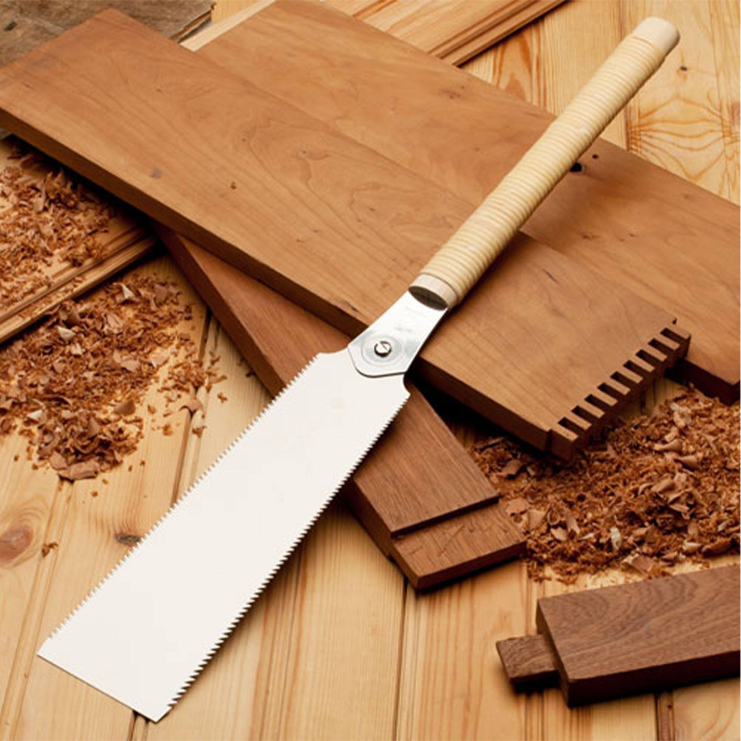 Front. Kings County Tools - 9.5in Ryoba Japanese Pull Saw - Natural Wood and Silver.