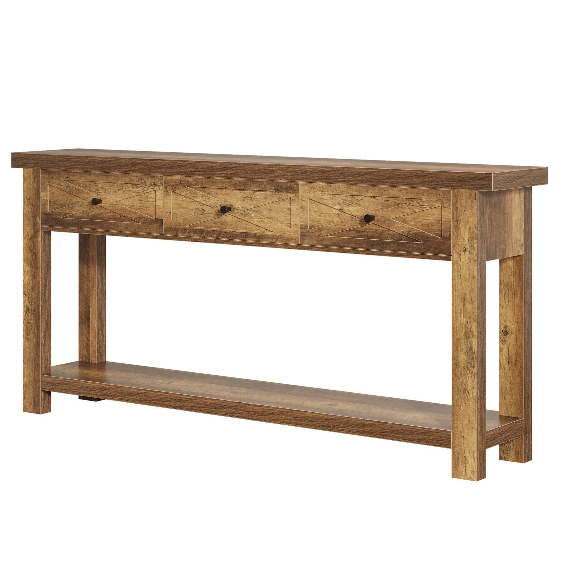 Alt View 5. Tribesigns - Console Table with Engineered Wood Construction and Space-Saving Design for Hallway and Living Room - Brown.