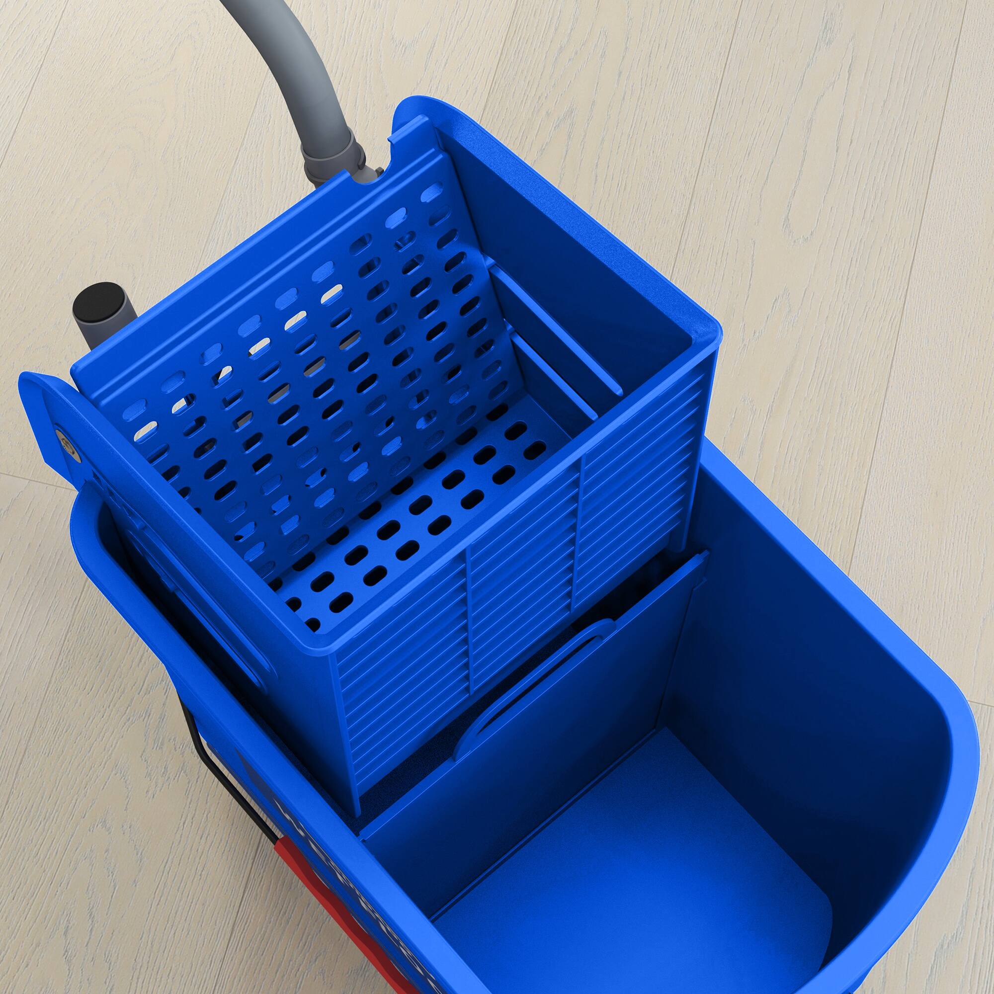 Alt View 8. Homcom - Mop Bucket with Wringer, Mop Bucket on Wheels for Floor Cleaning, 21 Quart - Blue.