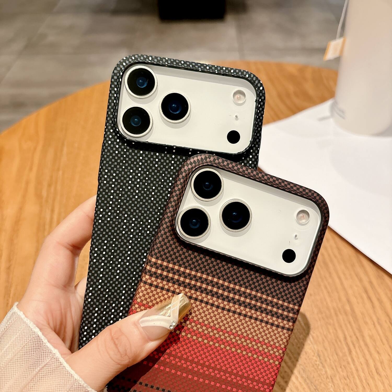 Angle. Dteck - Magnetic Case for Apple iPhone 17 Pro Max,Mag Safe Compatible,Ultra-Slim Carbon Fiber Texture Hard Shell Cover - D.