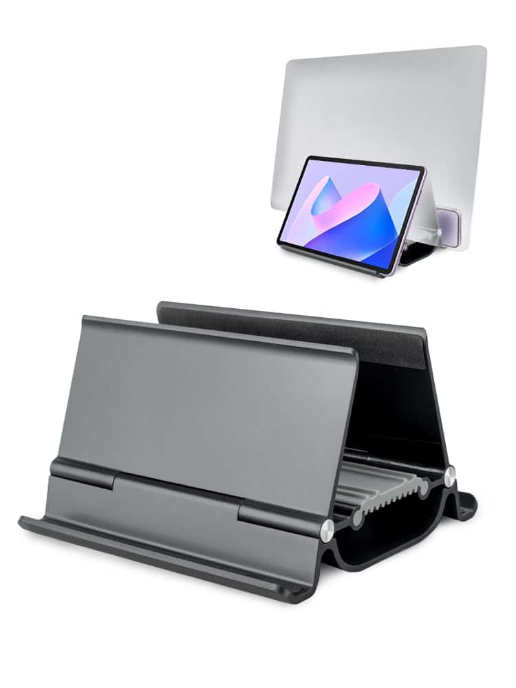 HongFei - Vertical Laptop Stand for Desk, Laptop Stand Holder Gravity Locking Stand Laptop Base Space Saving 3 in 1 - Black