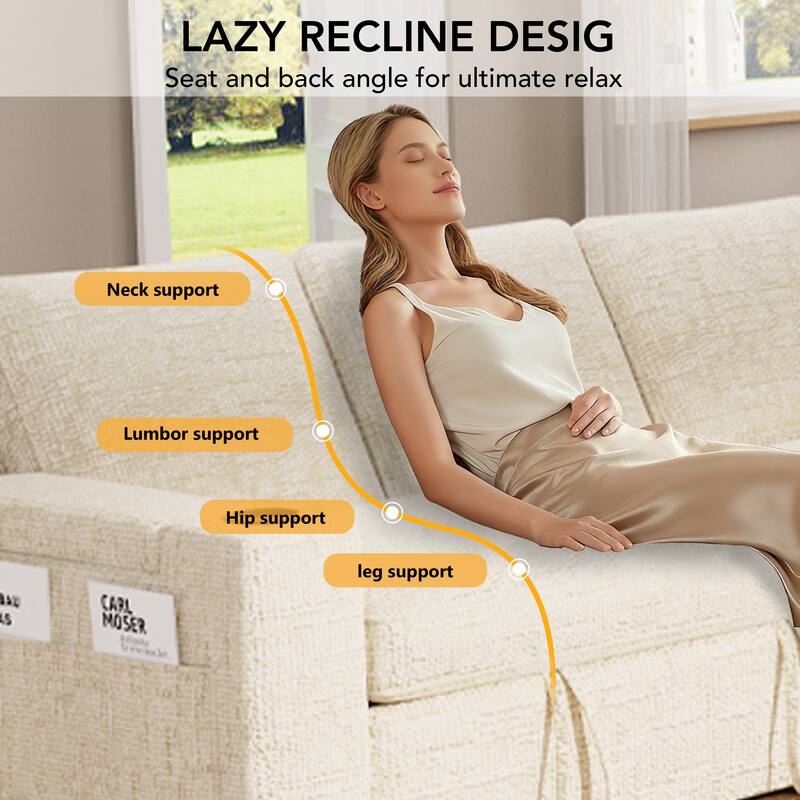 LAZY RECLINE DESIGN  
Seat and back angle for ultimate relax  

Neck support  
Lumbar support  
Hip support  
Leg support  

AU S CARL MOSER