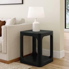 Plank+Beam - Modern Rounded Square Side Table with Shelf (20in x 20in / 510mm x 510mm) - Black