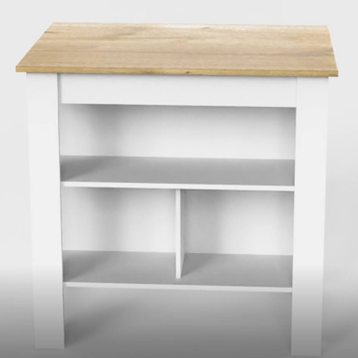 Back. Loheer - Loheer kitchen island with three open storage shelves 35 inch high kitchen table - Multicolor.