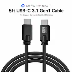 UPERFECT 5ft USB-C 3.1 Gen1 Cable Tin-Copper Core with Braided Shielding