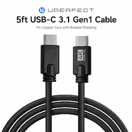 UPERFECT - UCable USB-C Cable 5 ft, USB 3.1 Gen 2 10Gbps 100W PD, E-MARK Chip, Braided