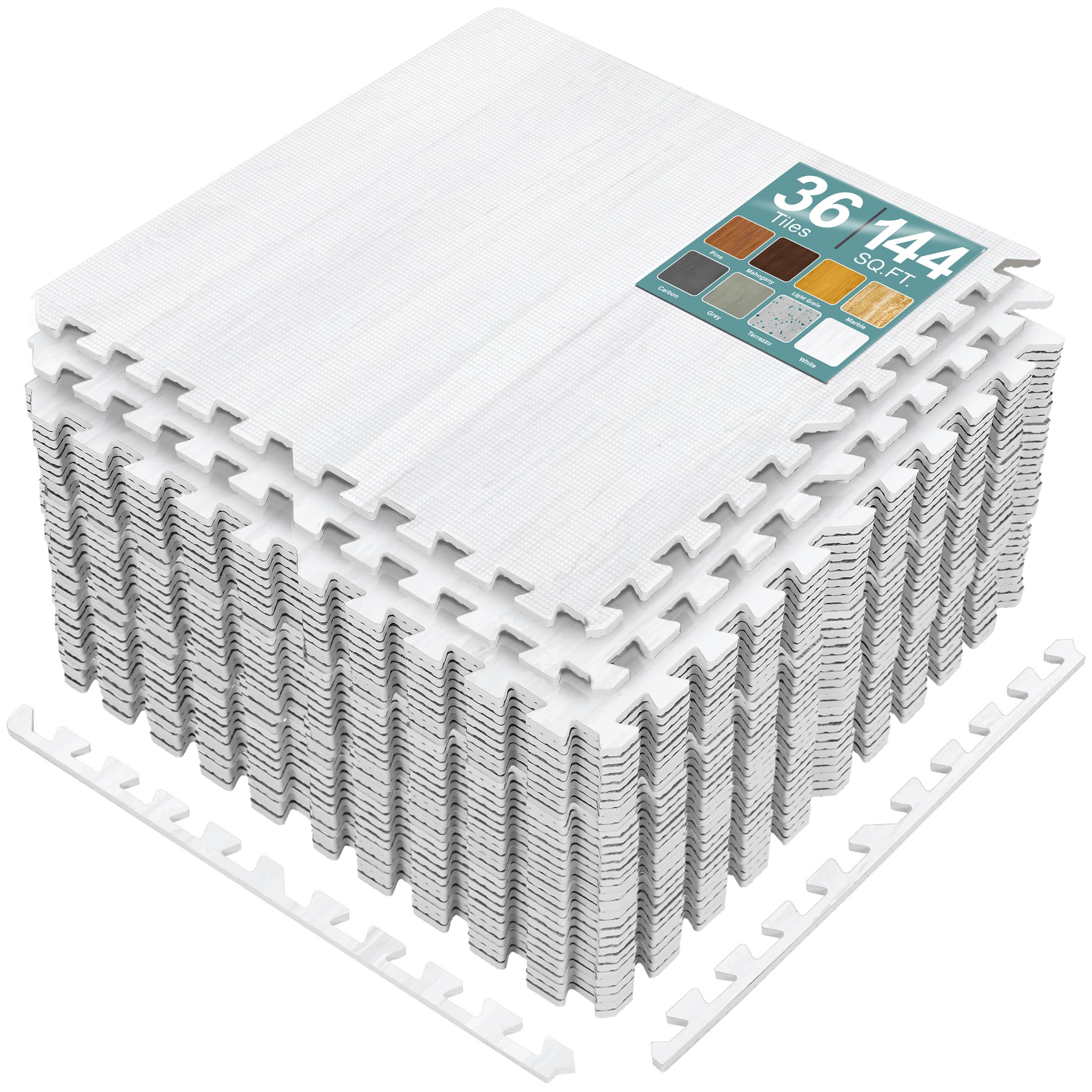 Sorbus - 144 Sq. Ft. Wood Grain Floor Tiles Foam Mat EVA Interlocking Mats Tile 3/8-Inch Thick Flooring Mats w/Borders - White price history on PriceWatchPro