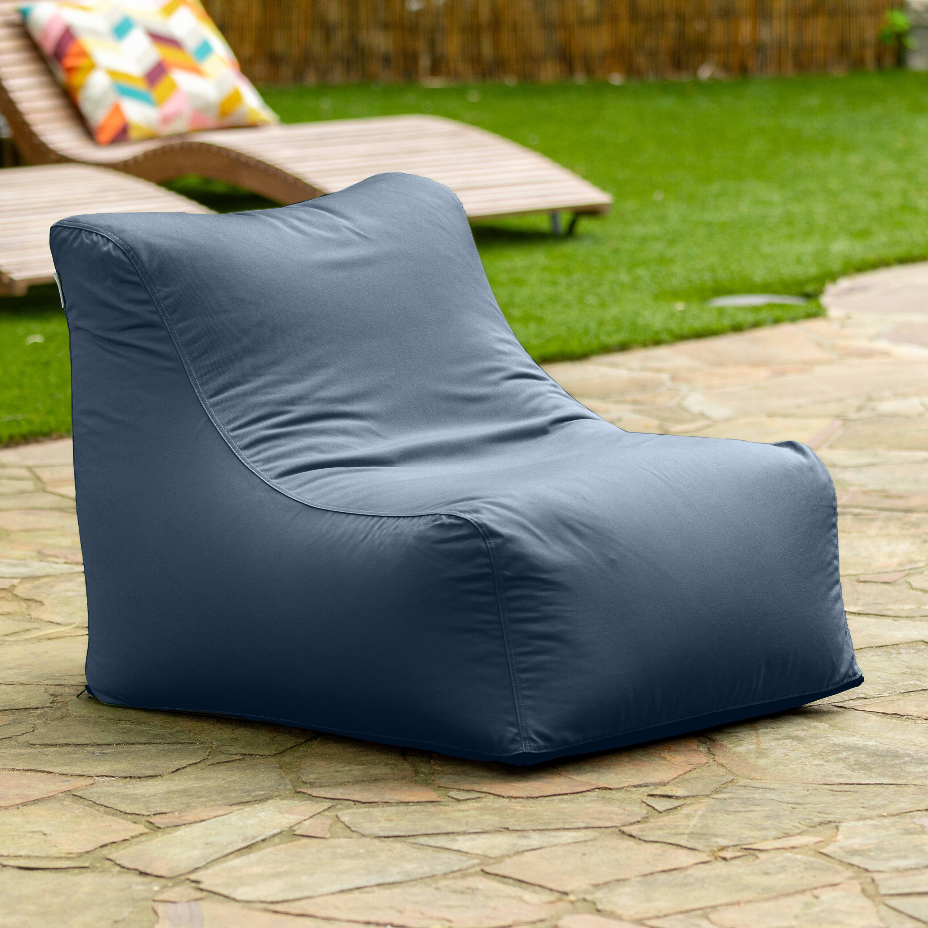 Angle. Jaxx - Jaxx Ponce Outdoor Bean Bag Chair - Weather Resistant Patio and Poolside Lounge Seating, Navy Blue - Navy.