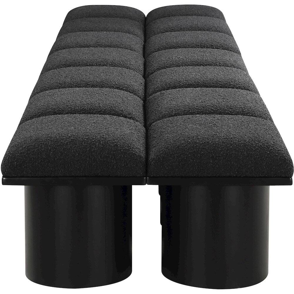 Left. Meridian Furniture - Pavilion Black Boucle Fabric Bench - Black Boucle Fabric.