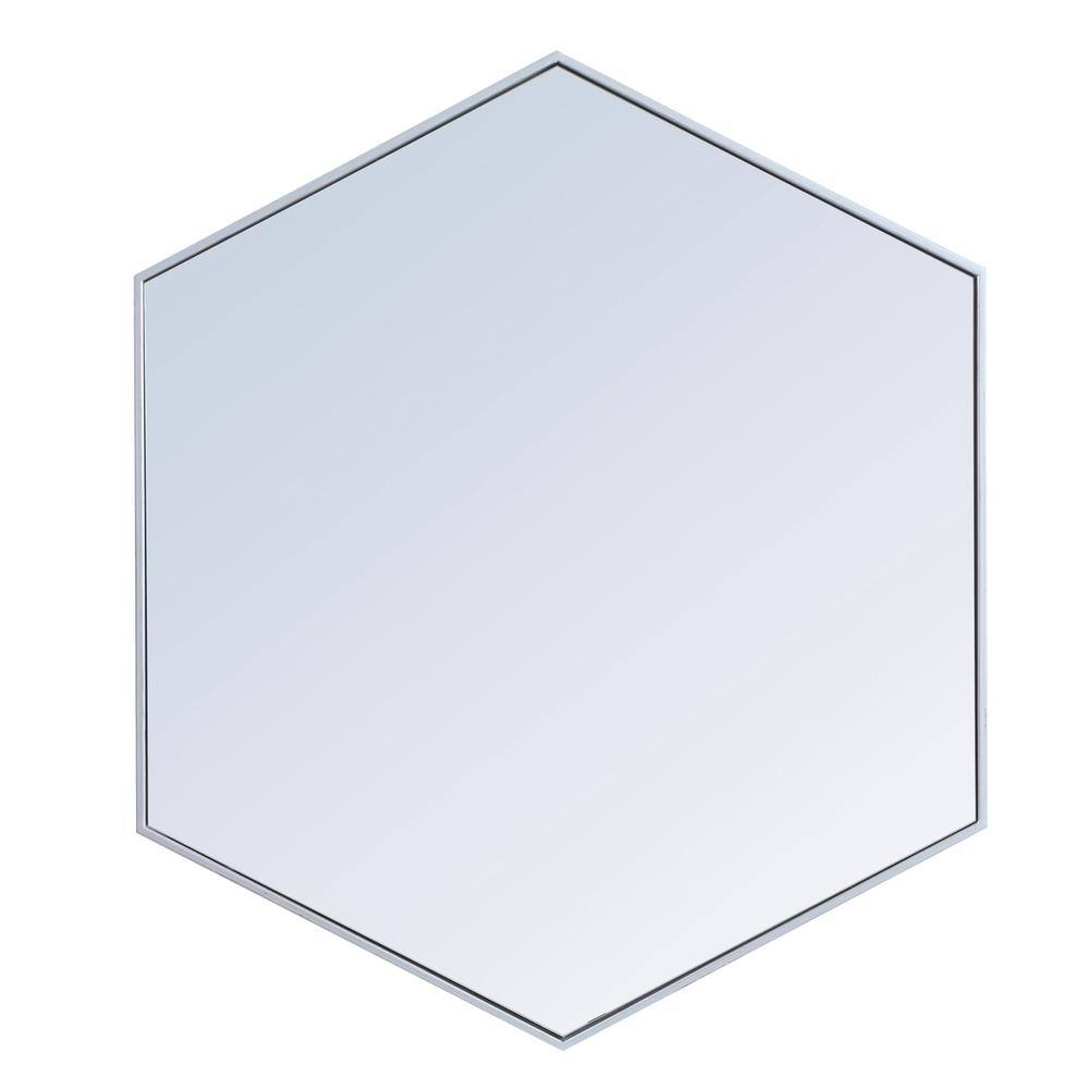 Alt View 2. Elegant Decor - Metal frame hexagon mirror 41 inch in silver - Silver.