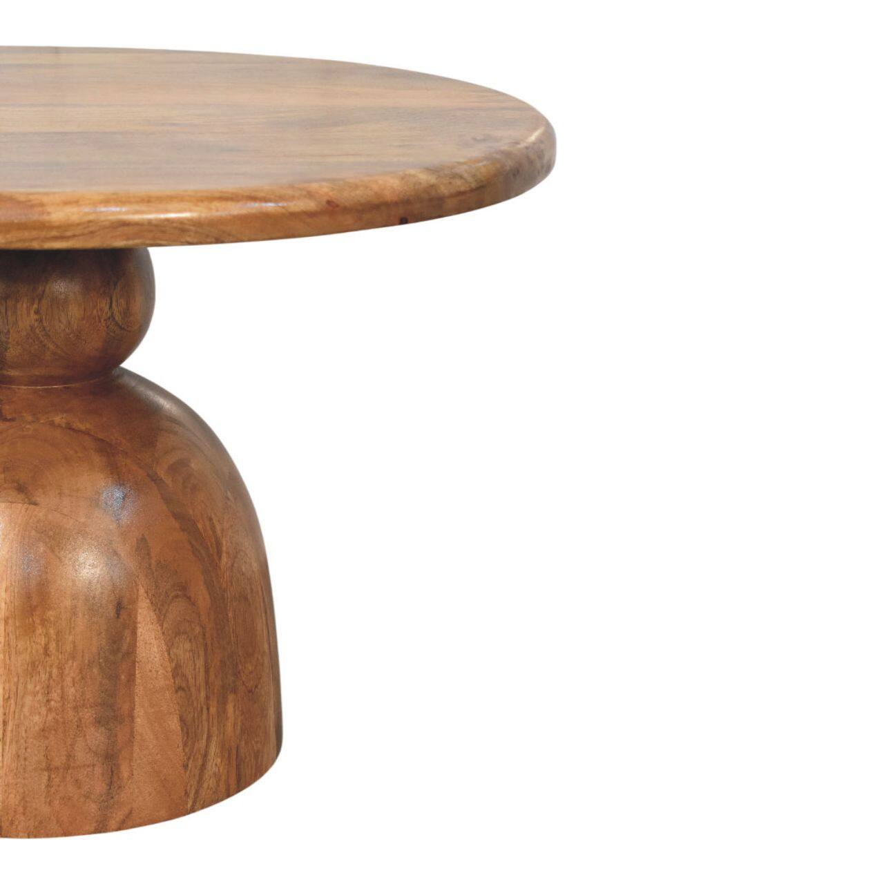 Alt View 2. Artisan Furniture - Sculpted Pedestal Coffee Table, Brown - Brown.