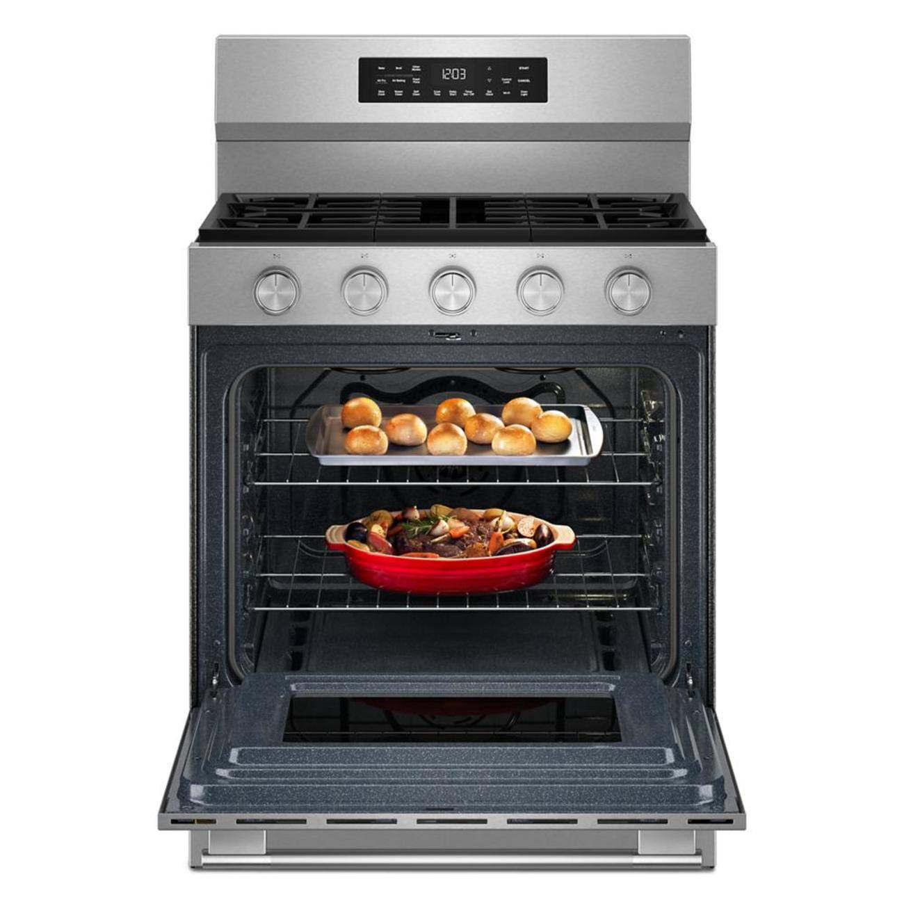 Alt View 1. KitchenAid - 30 in. Wide 5 burners 5.0 cu. ft. Smart Freestanding Gas Range with Convection Cooking Modes - PrintShield Stainless Finish.
